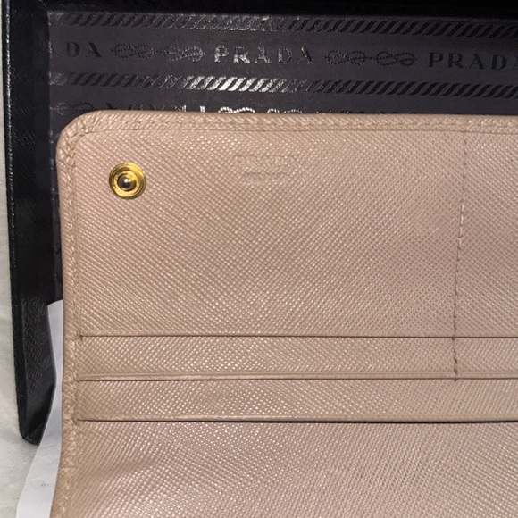 PRADA 1M1349 Saffiano Leather Long Snap Wallet Beige - Picture 17 of 17